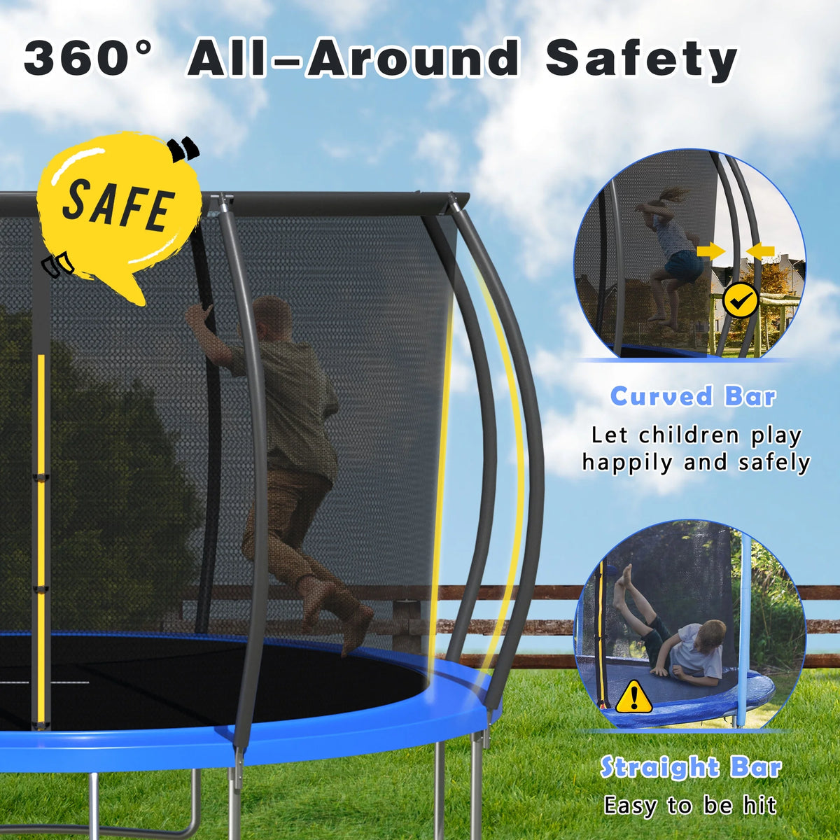 16 FT Trampoline with Safety Enclosure Net and Ladder C376