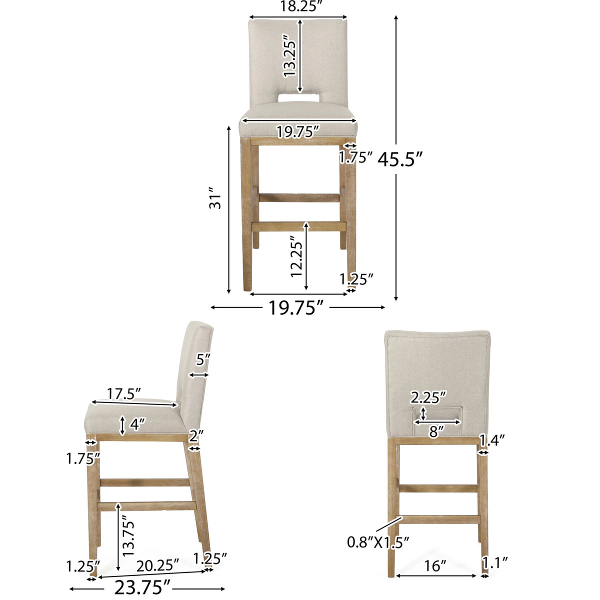 Fabric Upholstered 31 Inch Barstools, Set of 2 L395951