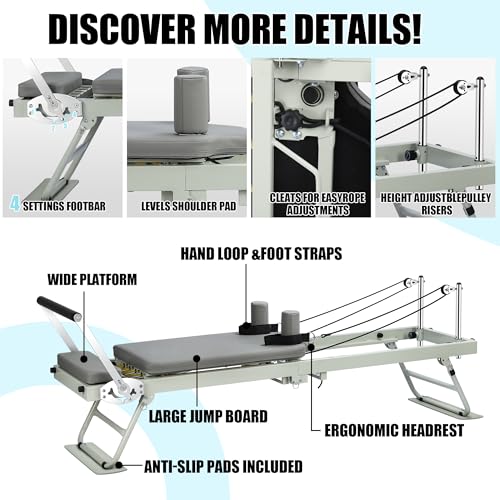78" Foldable Pilates Reformer Machine with Dual Resistance Springs and Cords P3687