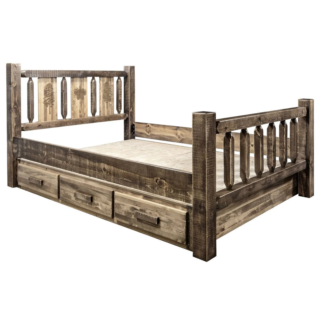 Brown Wood Twin Storage Bed T53434