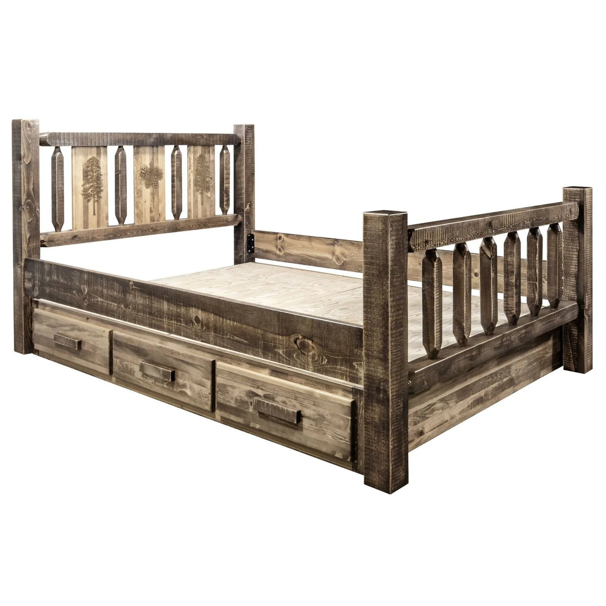 Brown Wood Twin Storage Bed T53434