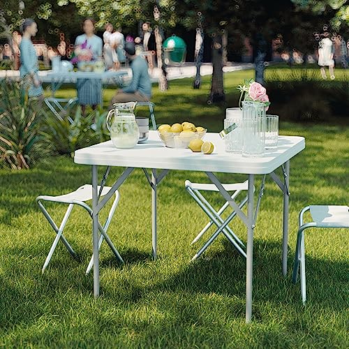 5' White Plastic Folding Training Table Y74368