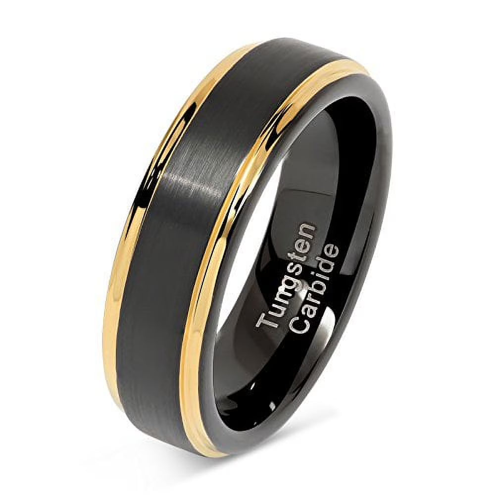 6mm Two Tone Black Gold Tungsten Wedding Band Engagement Ring O4693