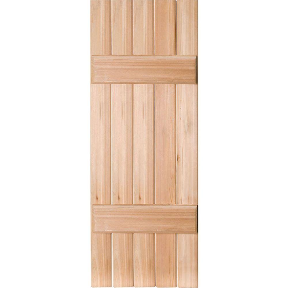 18 in. x 25 in. Real Wood Board and Batten Shutters Pair Unfinished T798219