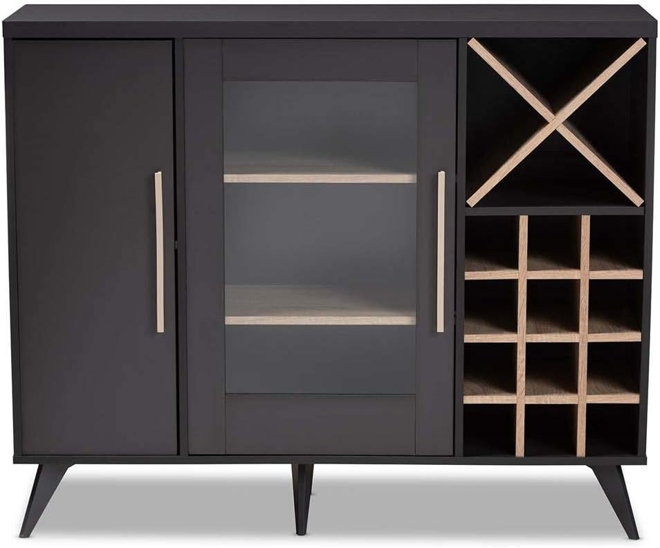 Dark Grey Oak Finished Wine Cabinet W583