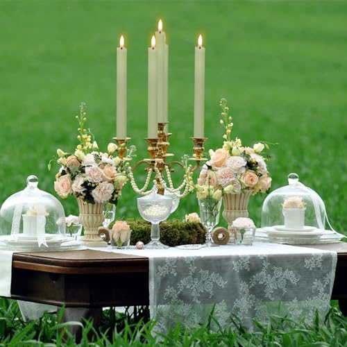Flameless Taper Candles with Remote, Battery Operated Led Warm 3D Wick Light Real Wax Pack of 6 (Ivory, 0.78 X 9.64 Inch) L7236