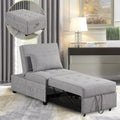 4 in 1 Convertible Linen Fabric Sleeper Chair Bed Ottoman with Adjustable Backrest & Pillow Q278