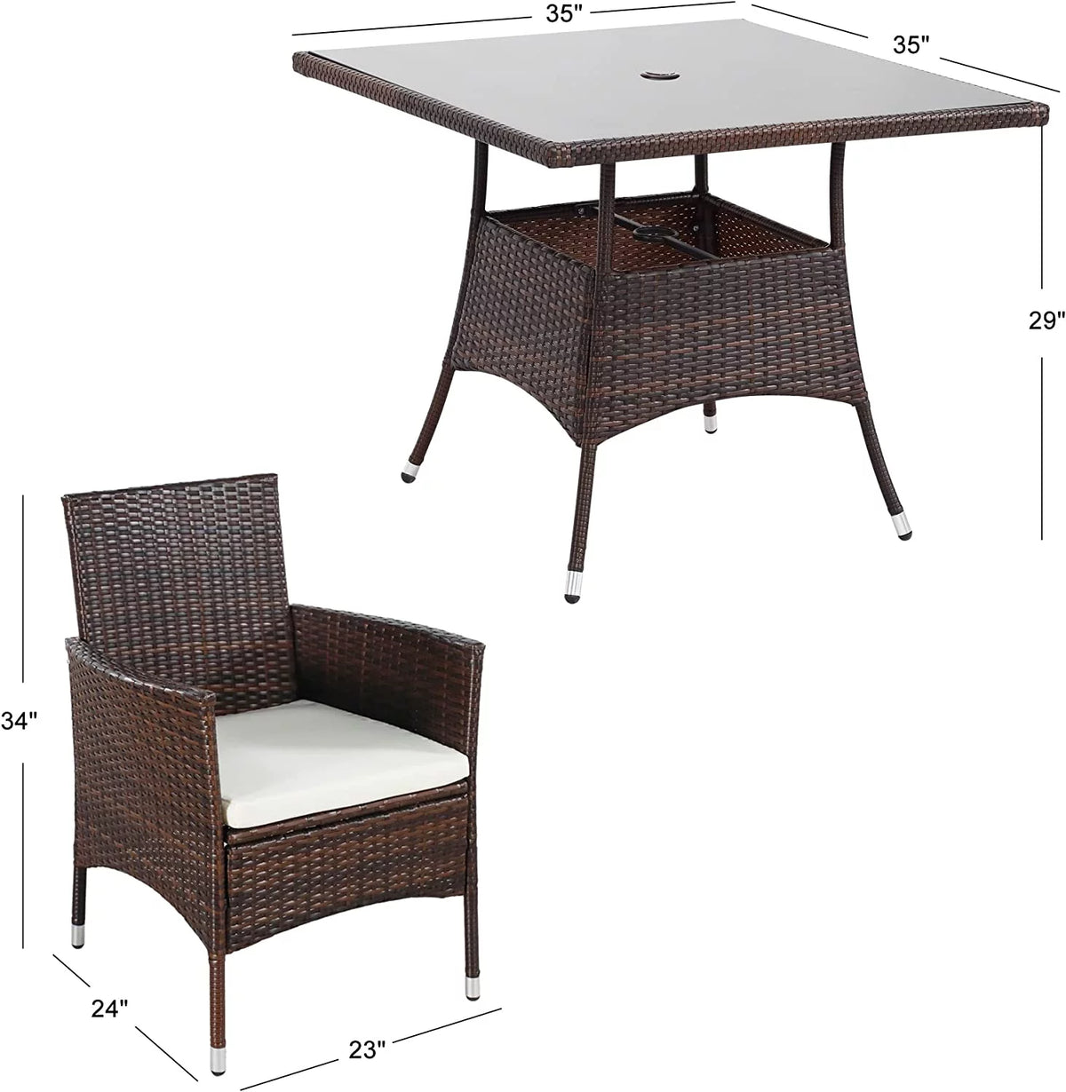 5-Piece Wicker Patio Dining Table Chair Set C257