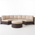 5 Piece Outdoor Wicker Sectional Sofa Set in Beige S859