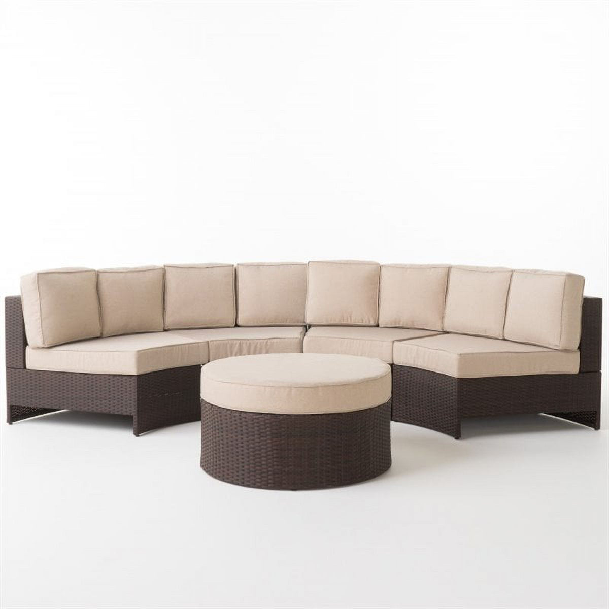 5 Piece Outdoor Wicker Sectional Sofa Set in Beige S859