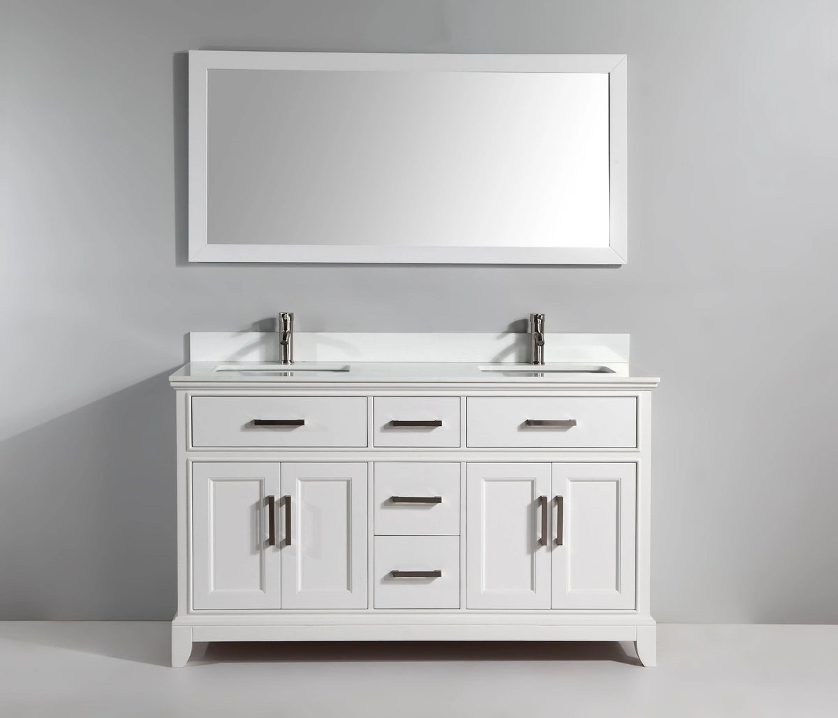 60 in. White Double Sink Vanity & Mirror C386682