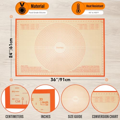 Non-slip Silicone Extra Large Baking Mat with Measurement Y460