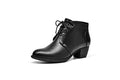 Women's Ankle Boots Lace-up Round Toe Low Heel Booties with Side Zipper G142