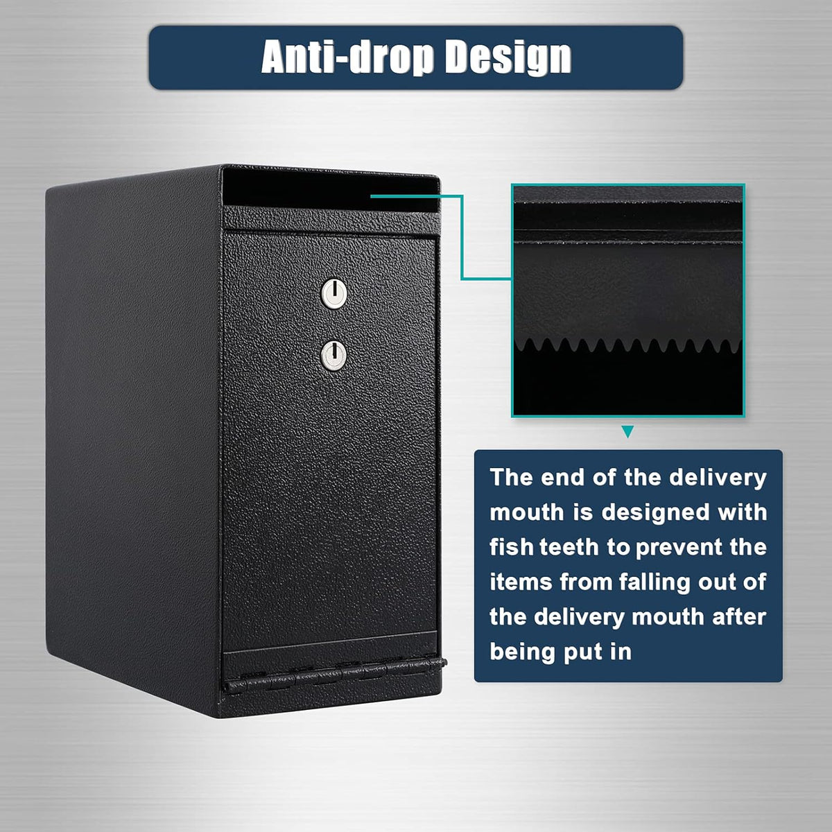 Dual Key Lock Anti-theft Drop Slot Steel Safe Matte Black F5185