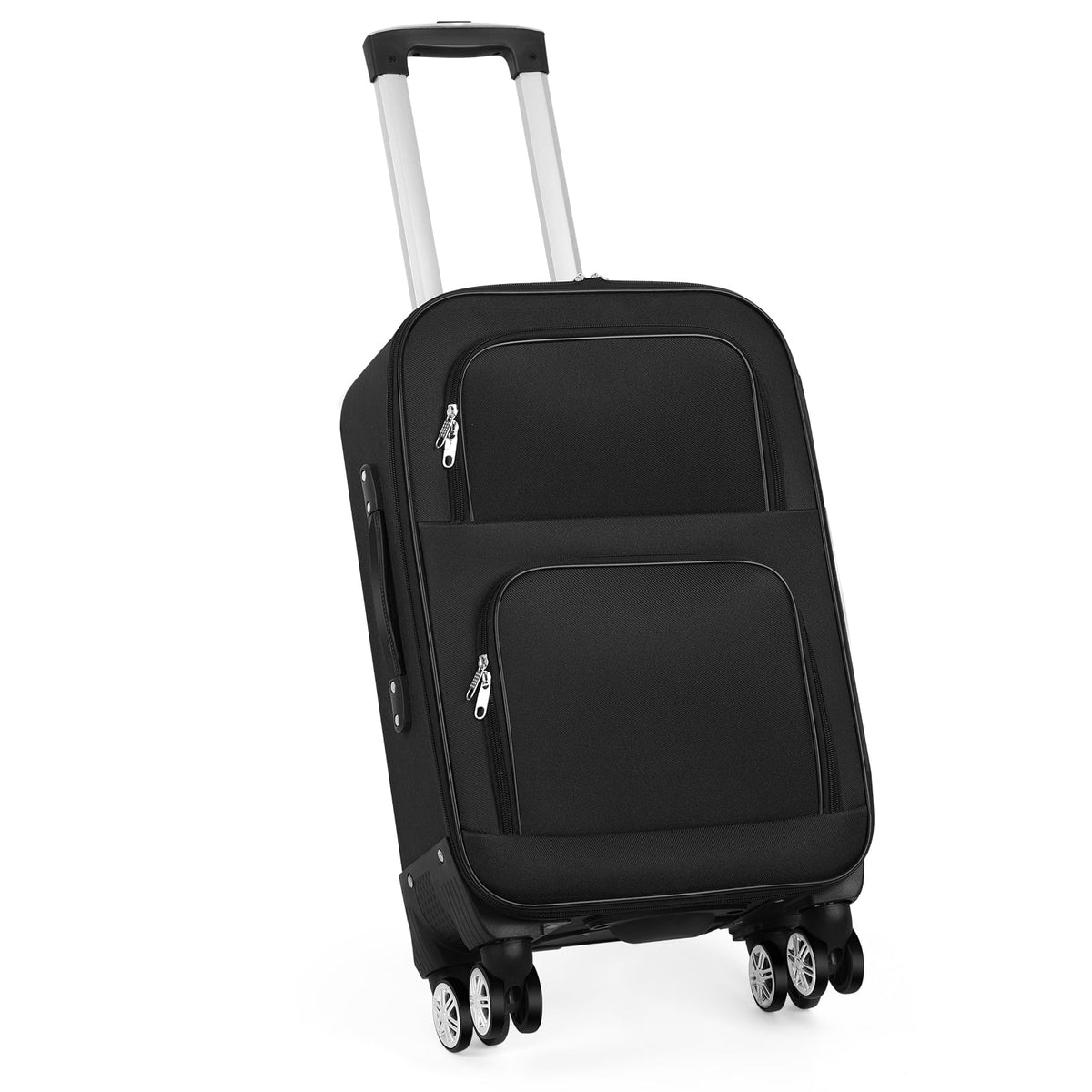 20 inch Softside Black Carry On Suitcase with Spinner Wheels Lock V3197