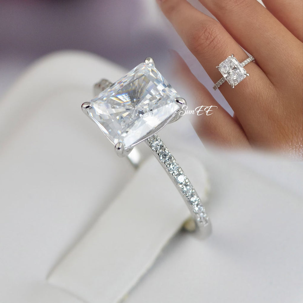 Radiant Cut Engagement Ring 925 Sterling Silver D477162