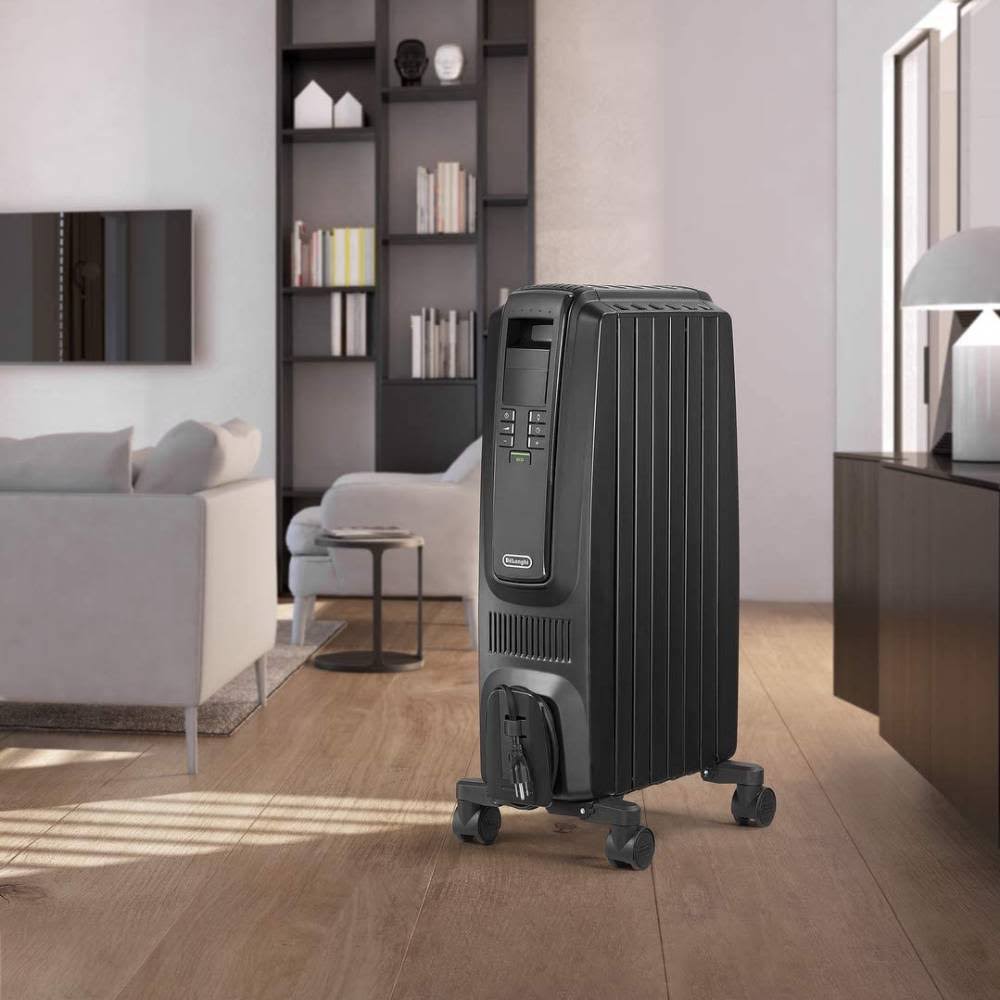 Oil-Filled Radiator Space Heater, Quiet 1500W, Adjustable Thermostat, 3 Heat Settings, Timer Z172