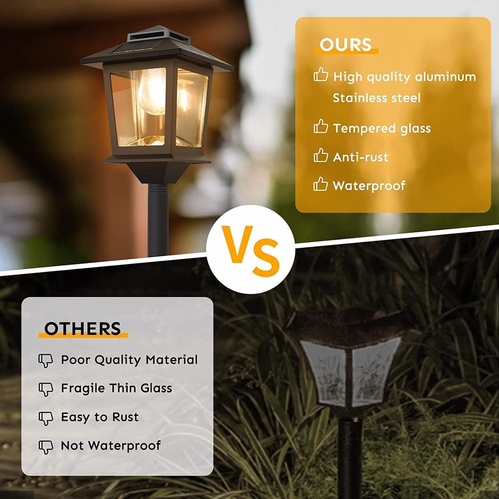 63" Aluminum Solar Lamp Post Lights Outdoor 2 Pack and 2 in 1 Outdoor Solar Lamp Post Light with Planter H357