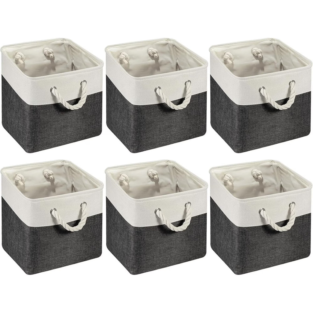 6 Pcs 11 x 11 Inch Fabric Cube Storage Bins with Handles W809