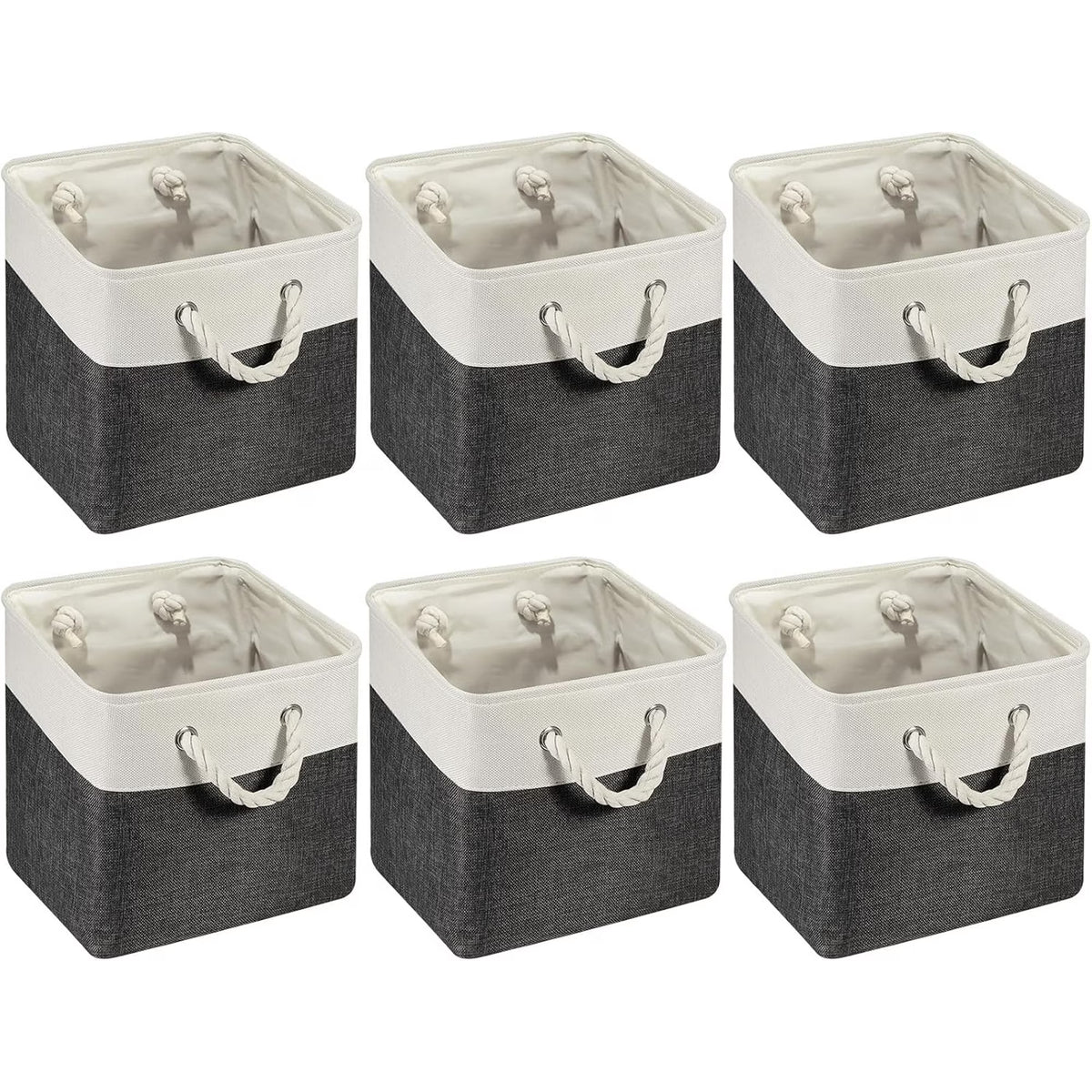 6 Pcs 11 x 11 Inch Fabric Cube Storage Bins with Handles W809