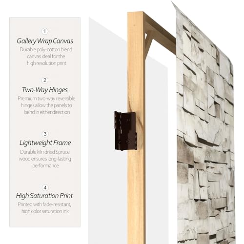 6 ft. Tall Double Sided Black & White Canvas Room Divider 3 Panel Freestanding Folding Privacy Screen A761
