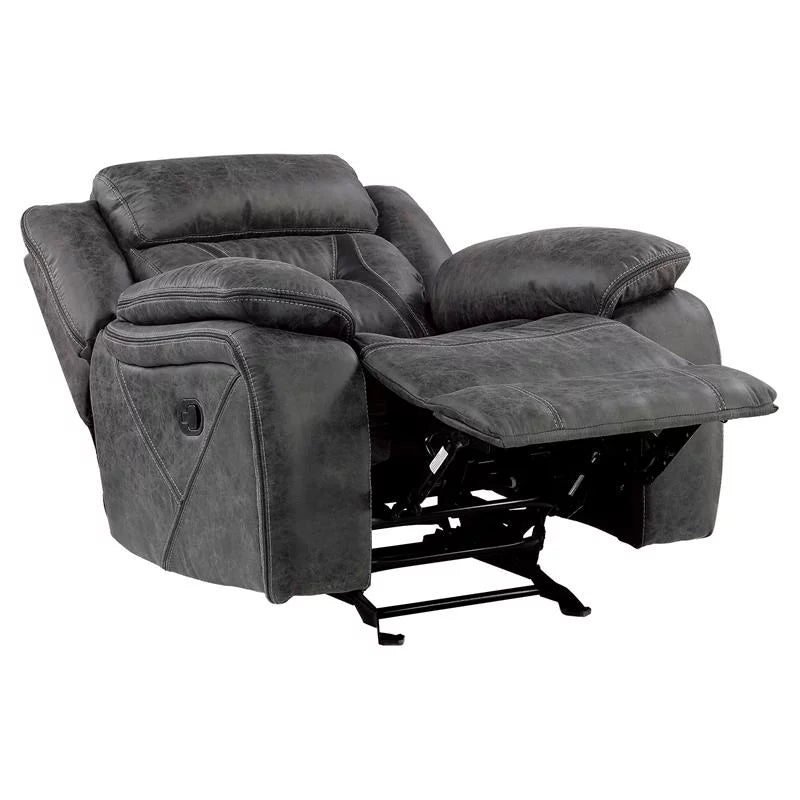 Gray Microfiber Glider Reclining Chair U2258