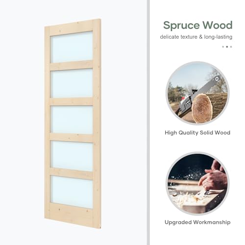 42x84 inch Frosted Glass Sliding Barn Door with Hardware Kit F250600