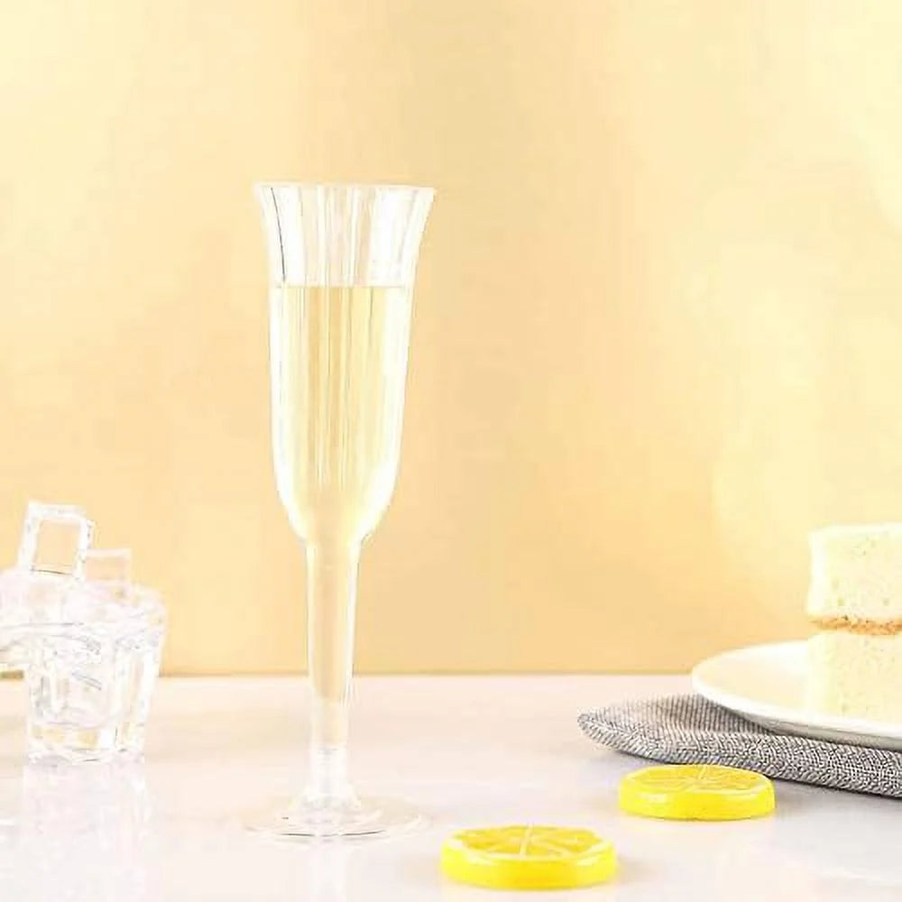 60 Pcs Clear Plastic Champagne Flutes N1228