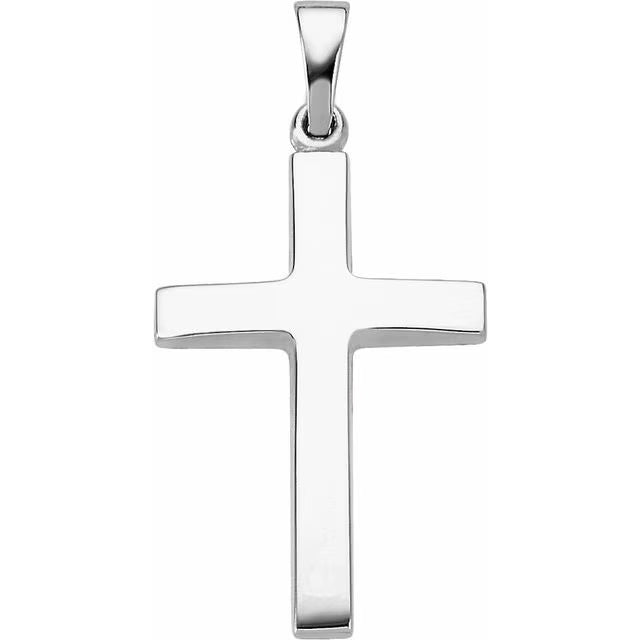 14KT Solid White Gold Yellow Gold 925 Sterling Silver Polished Plain Cross Pendant K850555