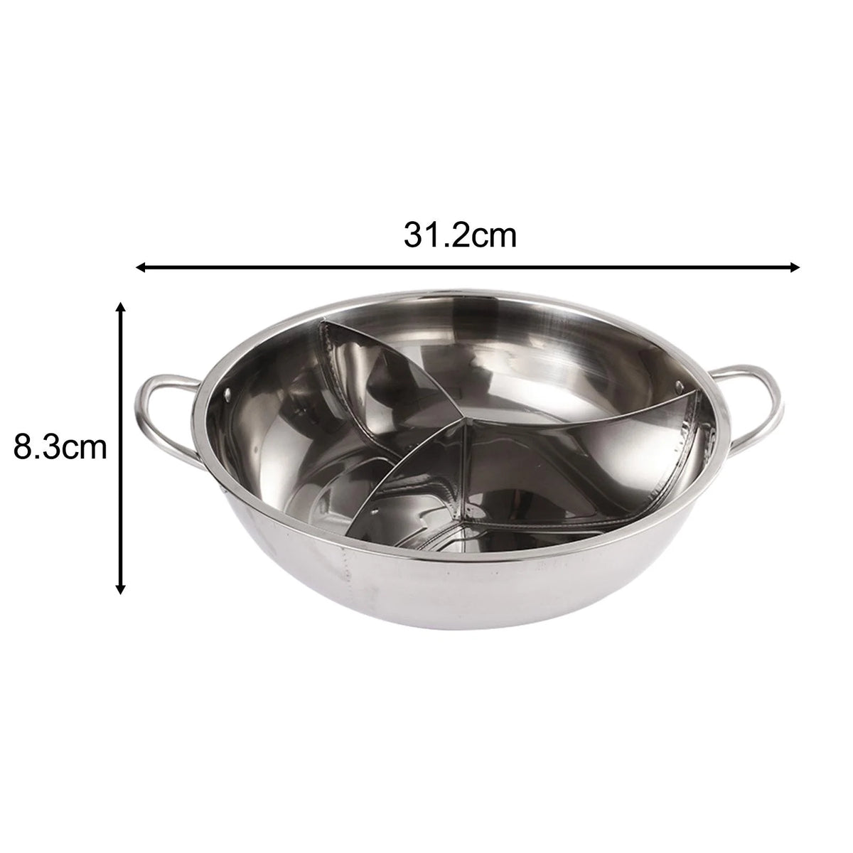 Three Sided Tabletop Hot Pot Cookware 31.2cm B325