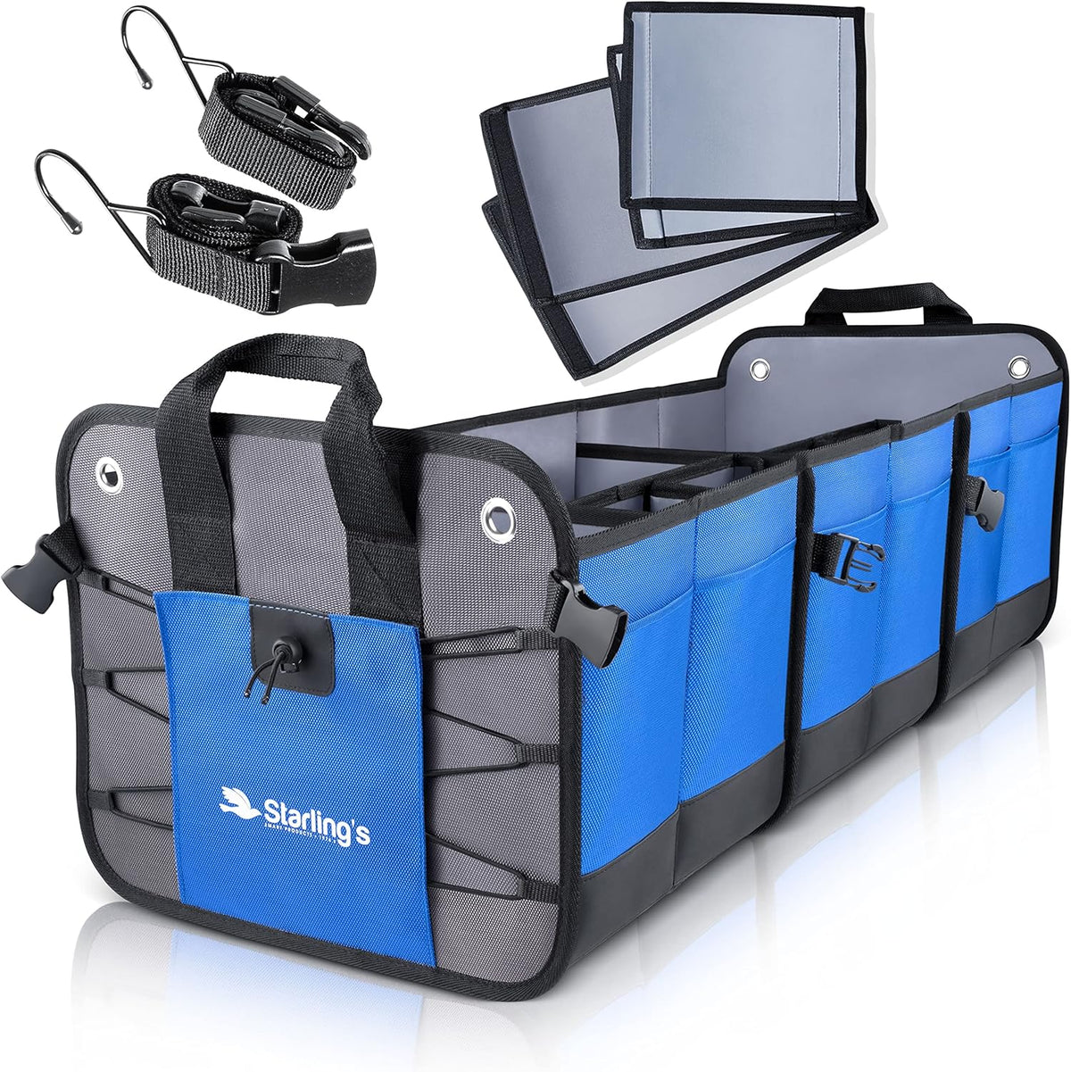 Car Trunk Organizer Storage SUV Cargo Organizer Adjustable Black 3 Compartments H7952