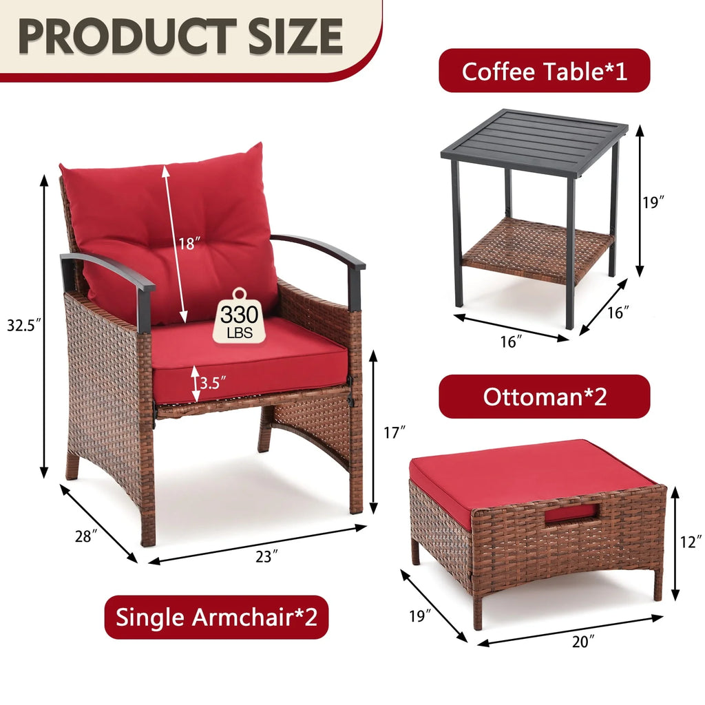 5 Pcs Outdoor Rattan Wicker Furniture Set L1879