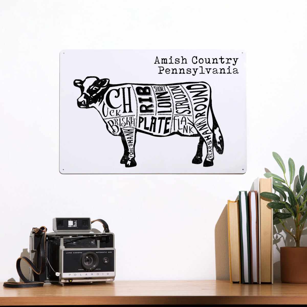 Black Cow on White Aluminum Art P256