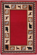 Red 3'6"x5'6" Wildlife Bear Moose Area Rug L795180