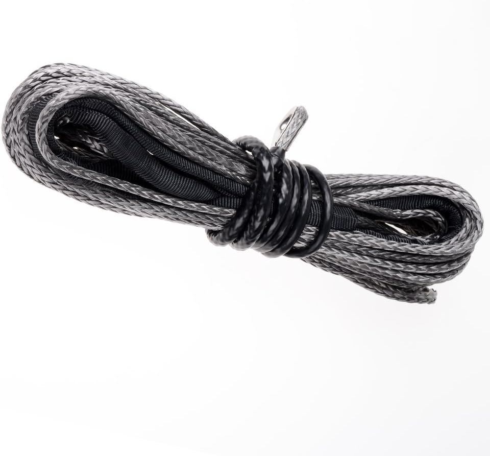 85ft x 3/8 inch Synthetic Winch Line Rope with Heat Rock Guard E982