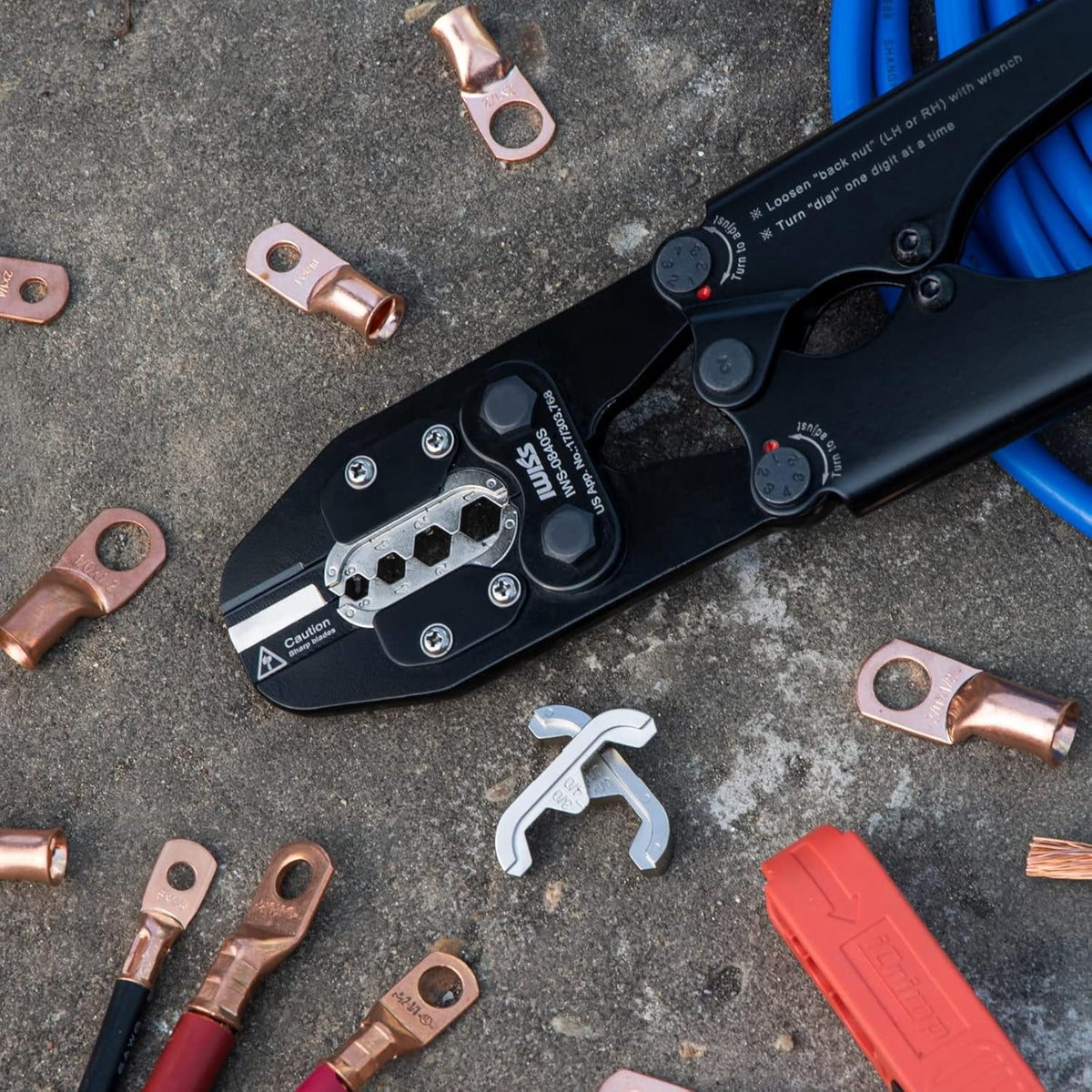 Battery Cable Lug Crimping Tool Set with Interchangeable Jaws M9400