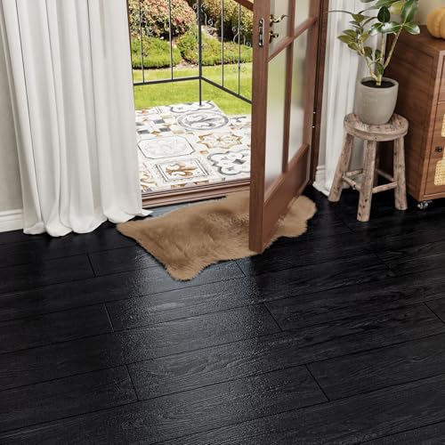 24-Pack Black Vinyl Plank Flooring 6"x36" Self Adhesive E553595