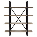 73 in. 4-Tiered Rustic Oak Shelf Unit with Iron Frame Y677