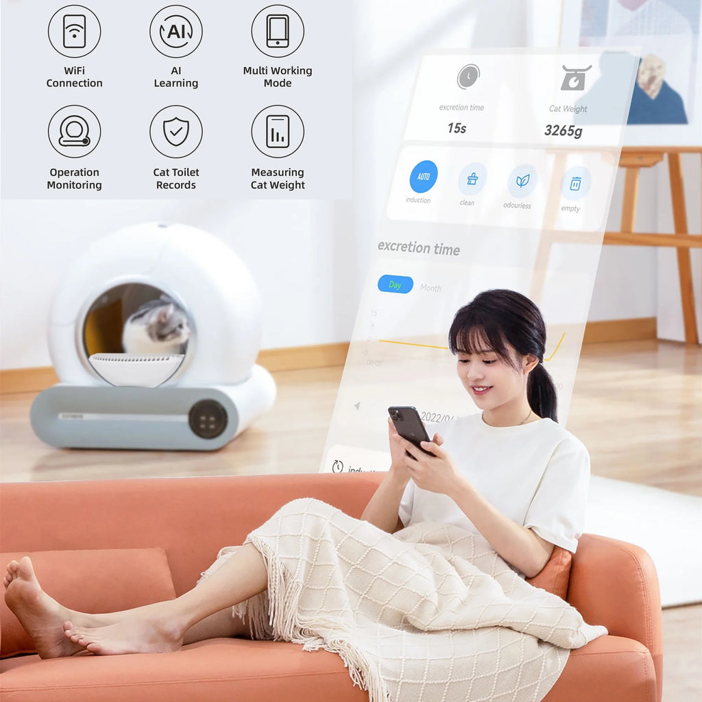 Automatic Self Cleaning Cat Litter Box with App Control L8809