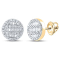 10kt Yellow Gold Baguette Diamond Circle Cluster Earrings 1/3 Cttw T862270