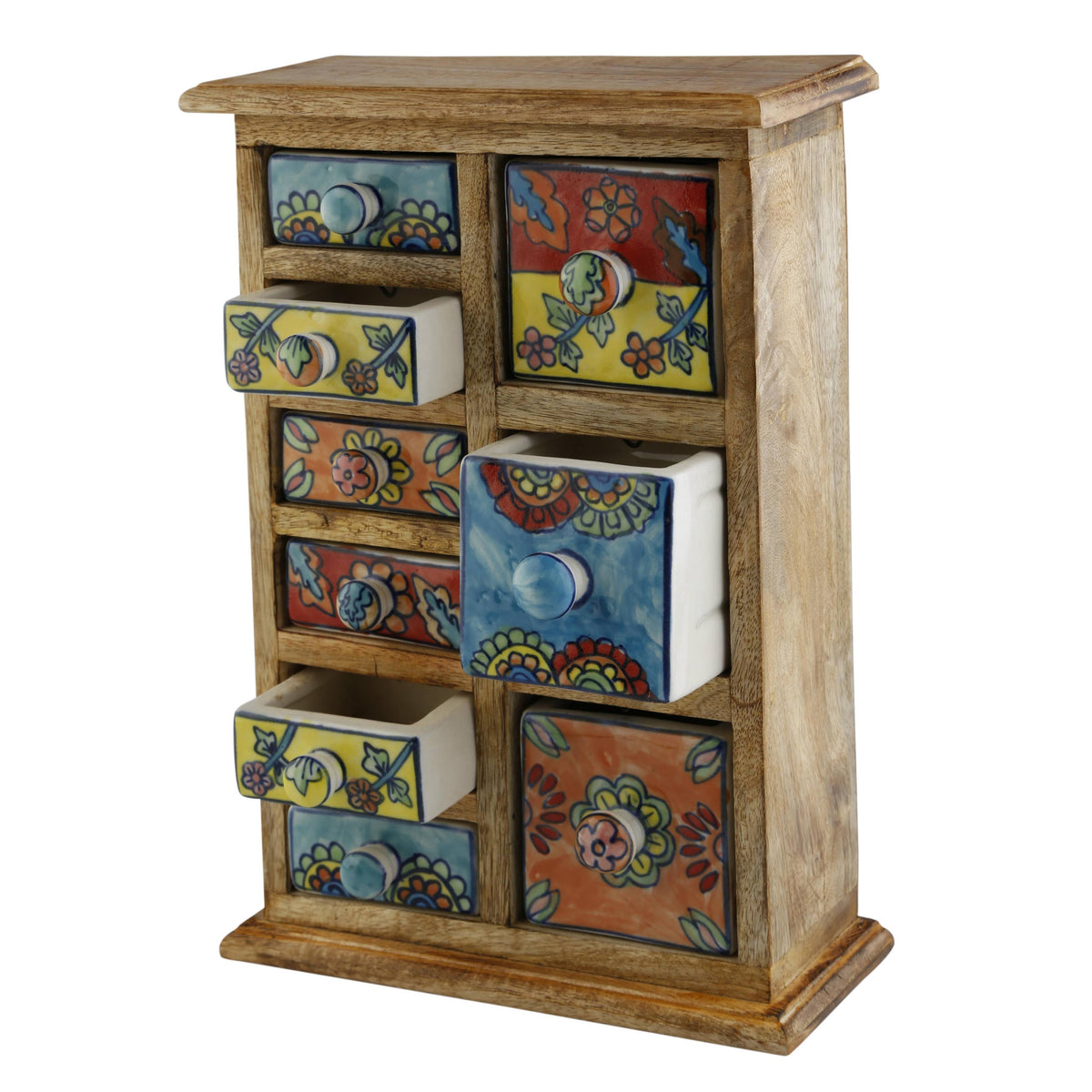 9 Drawer Light Brown Wood Apothecary Chest X3145