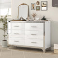 High Gloss White 6 Drawer Mirrored Dresser K4264