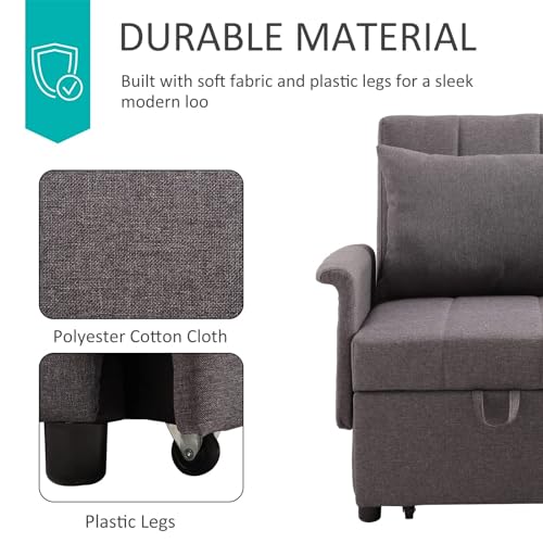 PU Leather Sleeper Chair Bed with Adjustable Backrest and Pillow H7643