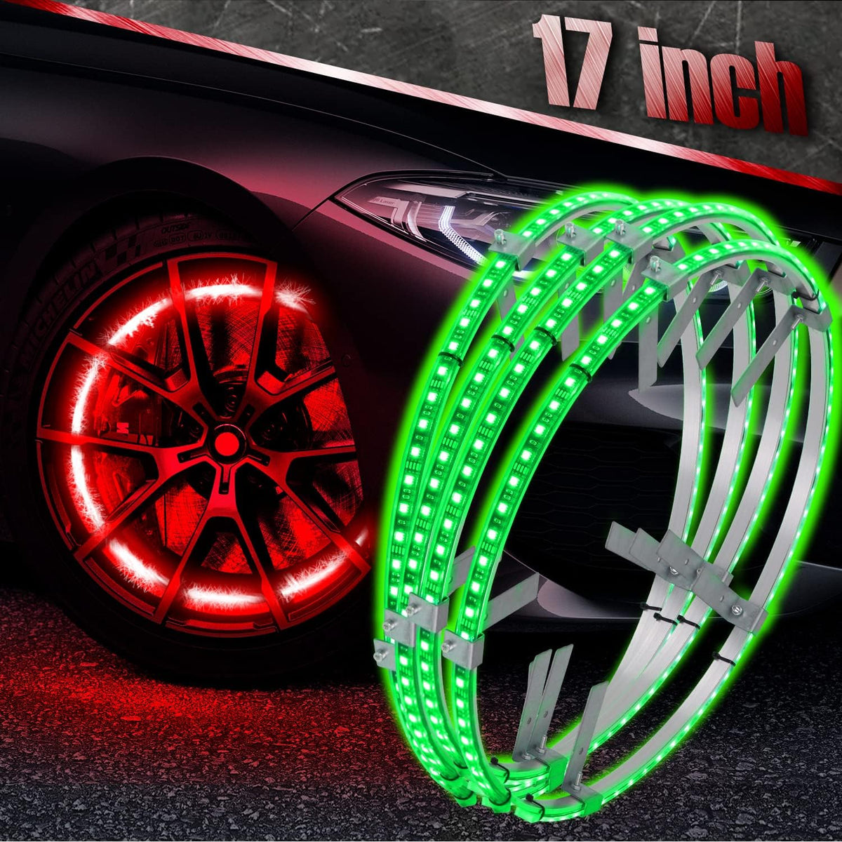 15.5inch RGB LED Wheel Ring Light Kit with Turn Signal W58813