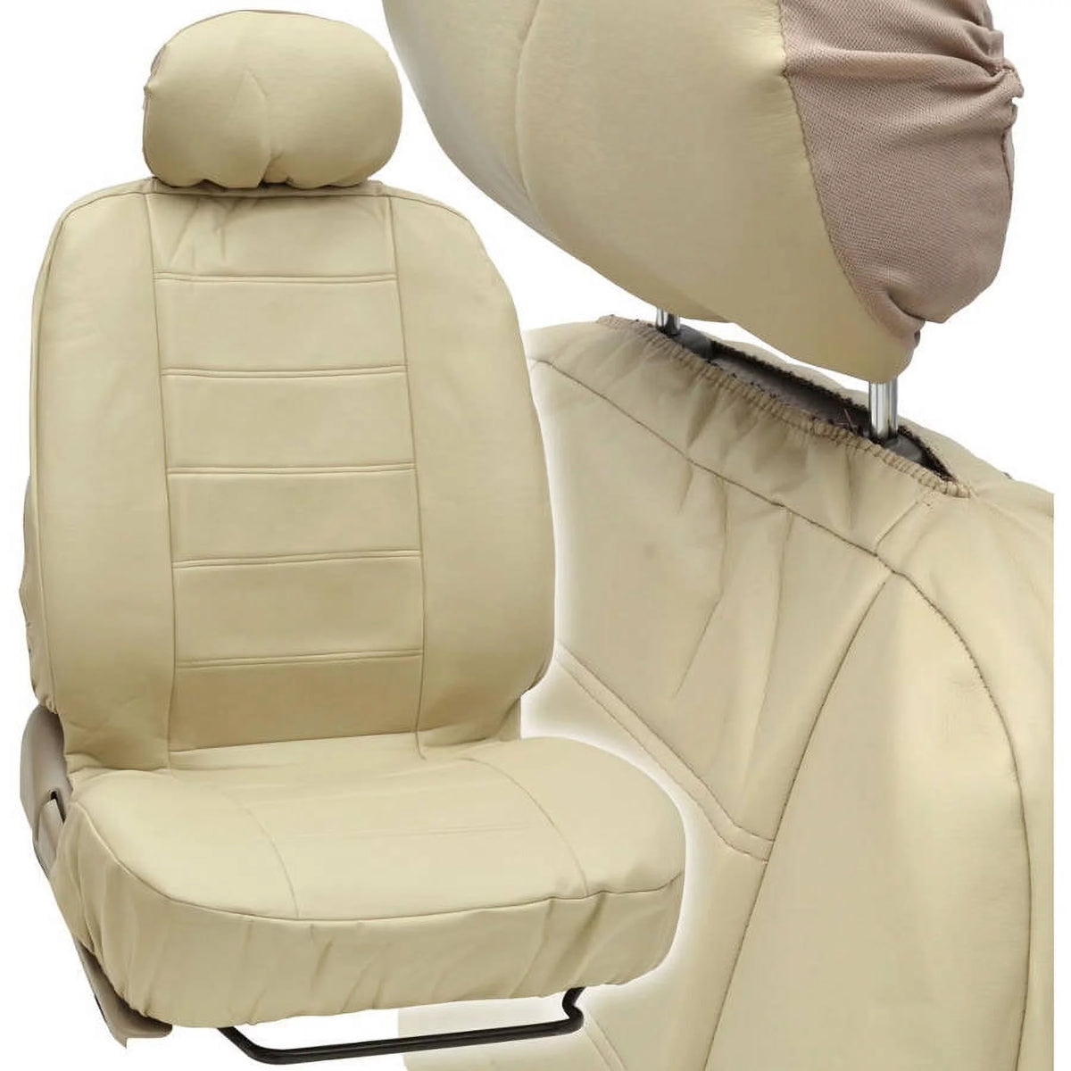 Black Beige Gray 3 Rows PU Leather Seat Covers Q143494