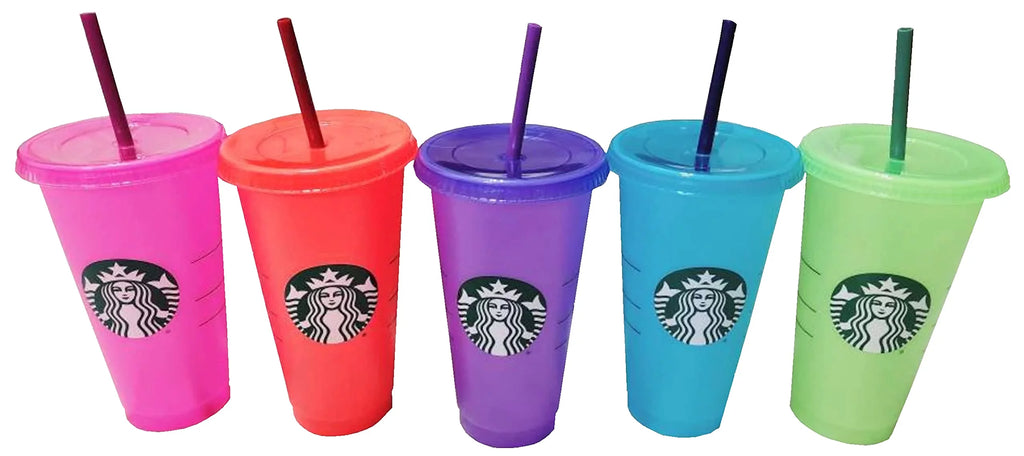 Color Change Cold Cups with Straws 24oz Pack of 5 J73386