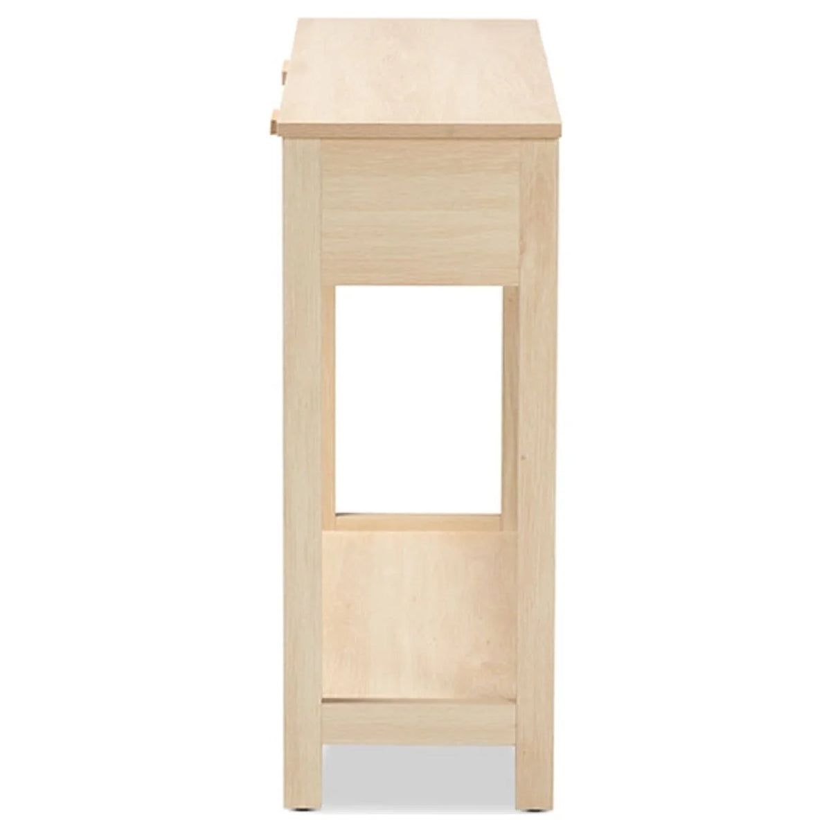 Light Brown Wood 2-Drawer Console Table with Rattan U398