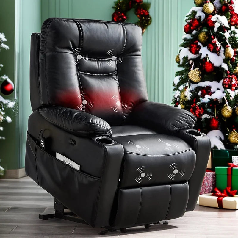 Large Size Black Leather Power Lift Recliner Chair X251