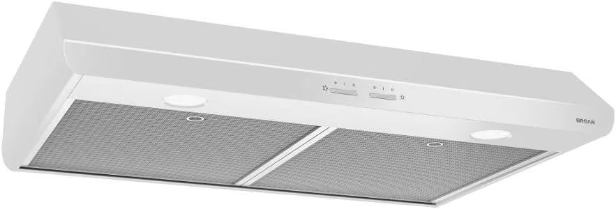 White 30-inch Under-Cabinet 4-Way Convertible Range Hood with 2-Speed Exhaust Fan and Light, 300 Max Blower CFM O5813