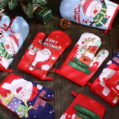 4 Pairs Christmas Oven Mitts Heat Resistant Cooking Gloves X682020